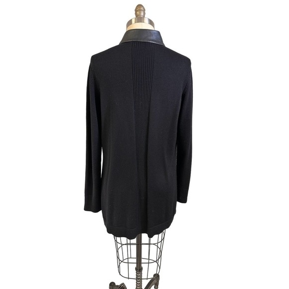 VTG PER SE Colorblock Leather & Suede Long Cardigan Sweater Sz. 16 - Picture 4 of 7